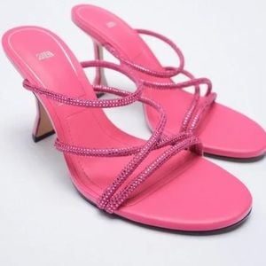 Zara pink heel strappy and sparkly